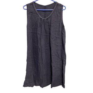 Rosemarine Tunic Dress Size XL Sleeveless Decorative Scoop Neck Linen Navy Blue